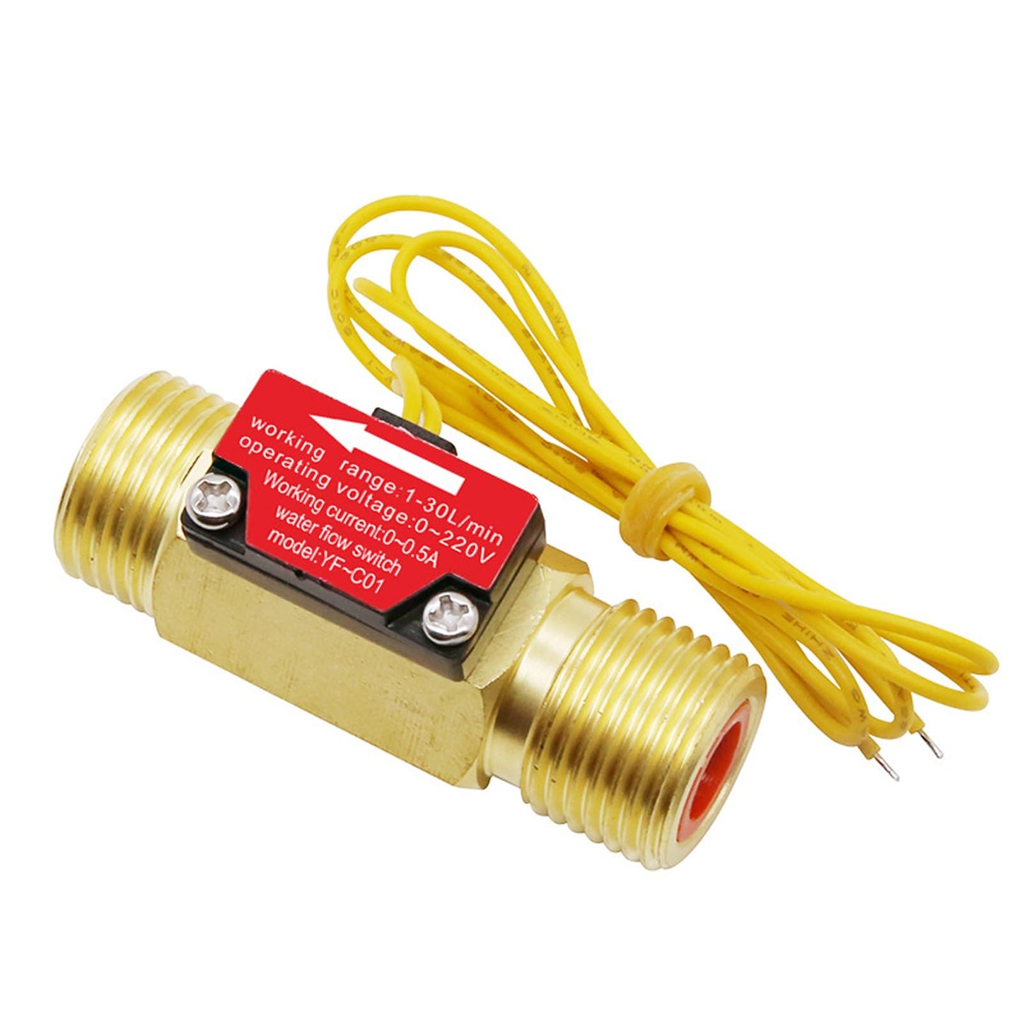GREDIA G1/2" Hall Effect Liquid Water Flow Switch Control Flowmeter Counter Meter for Humidifier Water Dispenser Shower Water Heater Copper BSP Male Thread 1-30L/Min