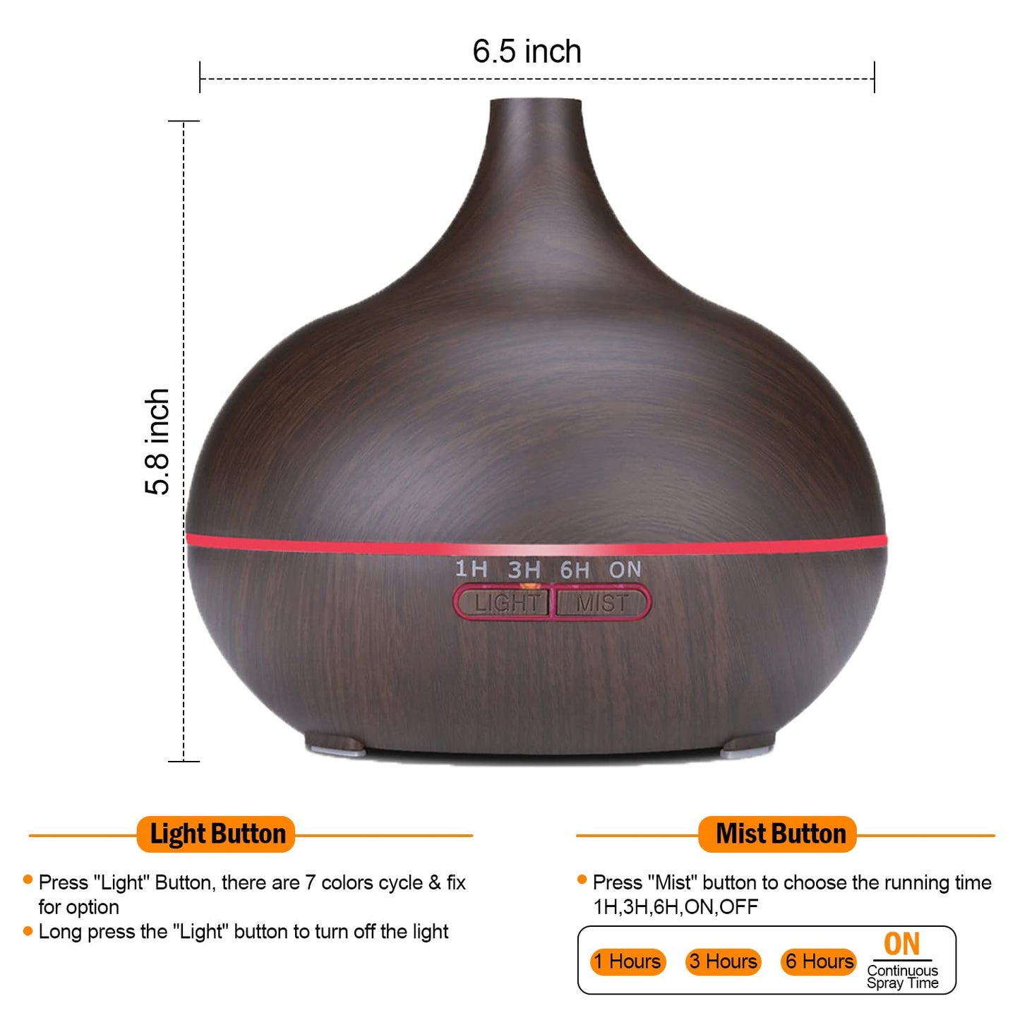 Diffusers for Essential Oils Large Room 550ml Aroma Diffuser for Home, Ultra Quiet Aromatherapy Essential Oil Diffuser, Ultrasonic Cool Mist Humidifier with 7 Light Colors, Timer Setting