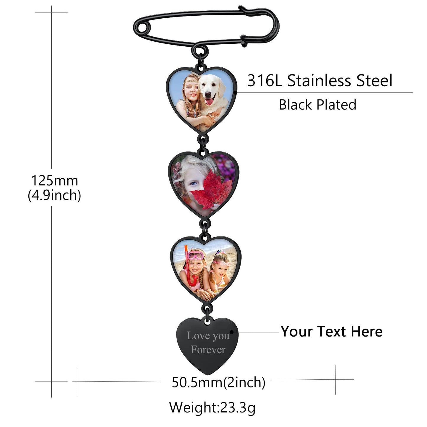 Custom4U Memorial Pin for Wedding Groom Custom Photo Bouquet Charm