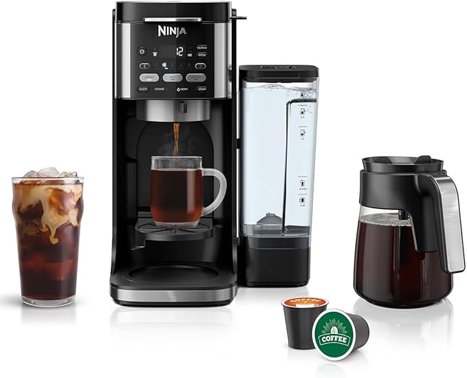 Ninja | Drip Coffee Maker | DualBrew Pro Hot & Iced Coffee | Compatible with K-Cup Pods | 3 Brew Styles (Classic, Rich, & Iced) | 60oz Removable Reservoir & Dishwasher Safe | Black | 12-Cup (Renewed)