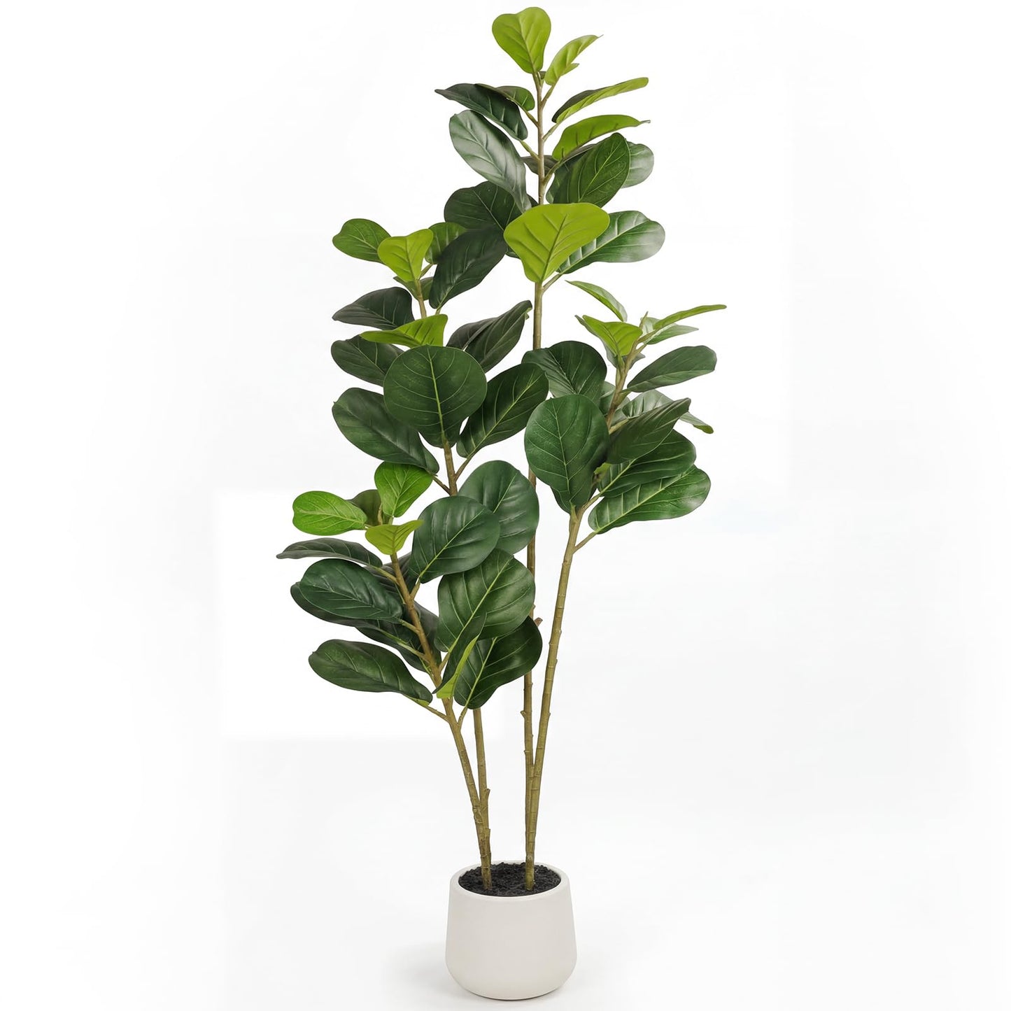 6FT Artificial Fiddle Leaf Fig Tree for Indoor Home Office Decor-Realistic Fake Ficus Tree in Black Planter,Faux Plant with Lifelike Trunk&Leaves for Living Room,Housewarming Gift