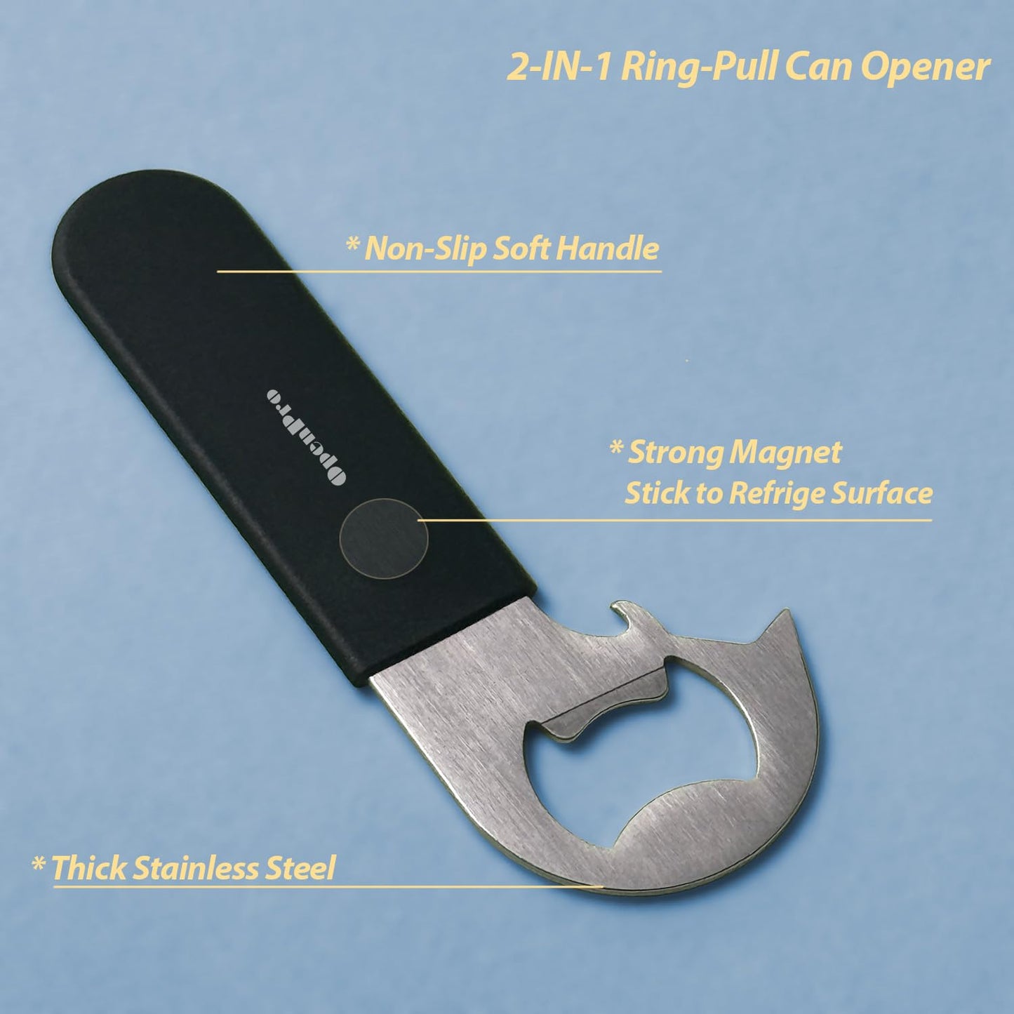 Magnetic 2-IN-1 Ring-Pull Can Opener, Beer Bottle Opener, Manual Can Opener Easy for Seniors, Pet Food, Cat Cans, Beer, Gadgets for People with Arthritis, kitchen gadgets, 2-Pack
