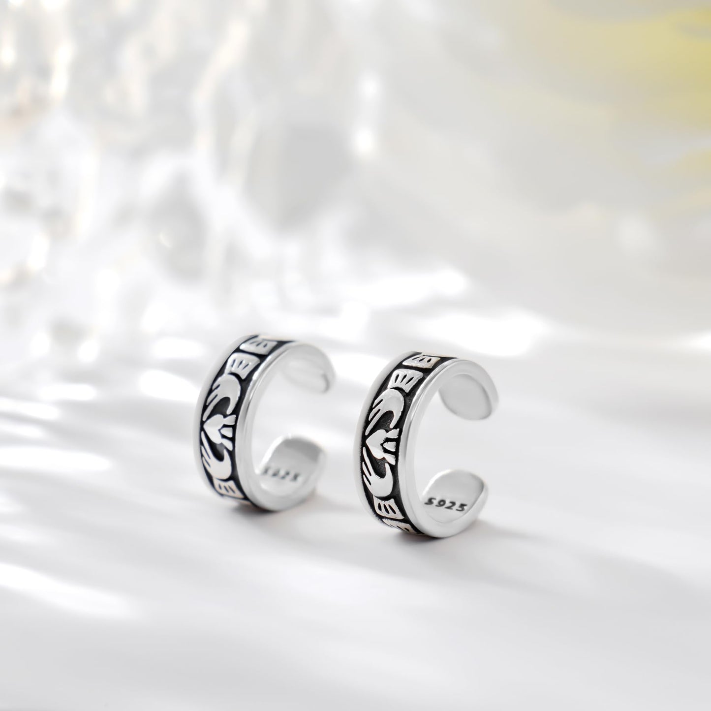 Ear Cuffs 925 Sterling Silver Claddagh Ear Cuffs Non Piercing Fake Conch Clip on Earrings for Women Adjustable