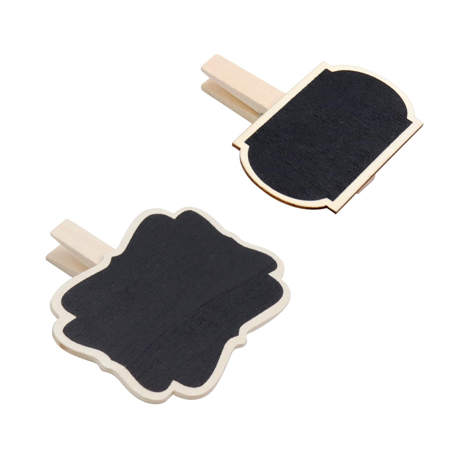 Wealrit 20 PCS Wooden Mini Chalkboard Blackboard with Clip Message Chalk Board Tag Signs Clips Basket Labels Clip for Memo,Note Taking(Flower, Lantern)