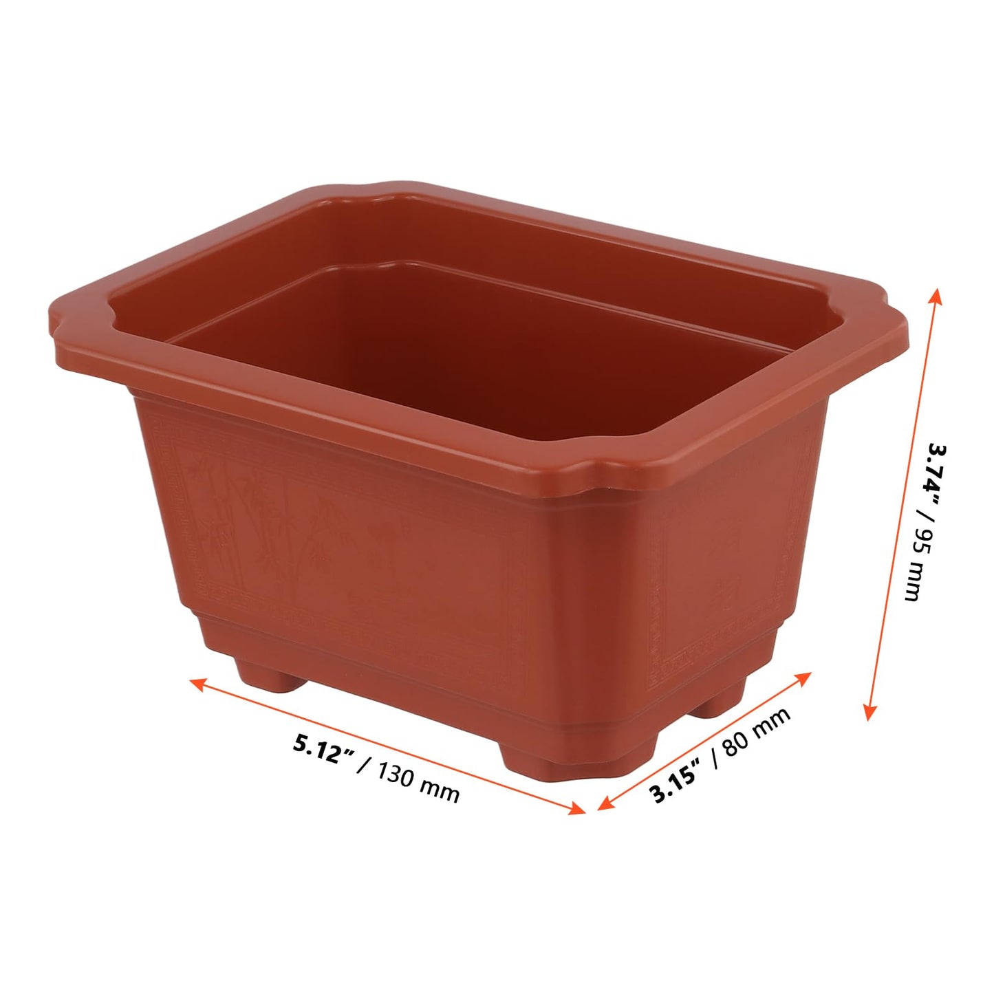 SINJEUN 20 Pack Plastic Bonsai Pots, Brick Red Rectangular Bonsai Tree Pots for Gardening Cultivation and Decoration