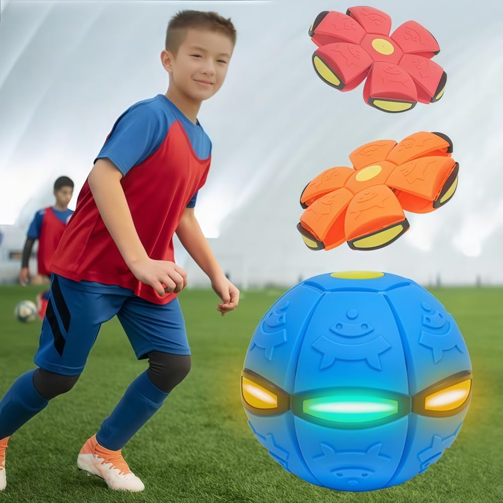 2-Piece Set Dual Form Freely Switchable Magic Bouncing Ball Toy with 6 Light Suitable for Indoor & Outdoor Use
