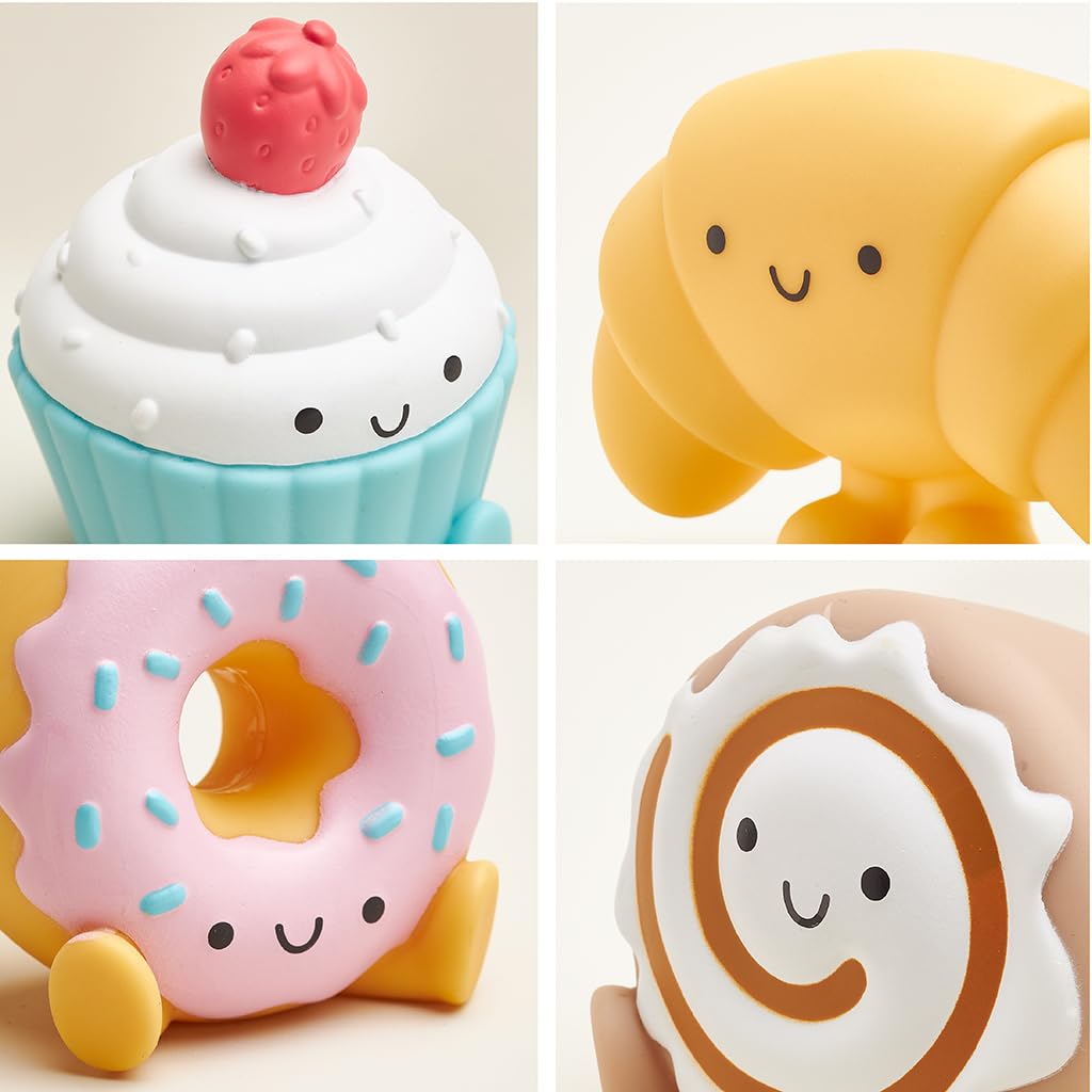 Itzy Ritzy Put & Take Activity Toy – Spill & Fill Includes 4 Squeezable Pieces for Infants & Toddlers – Great for Sorting, Imaginative Play & Sensory Engagement (Bakery)