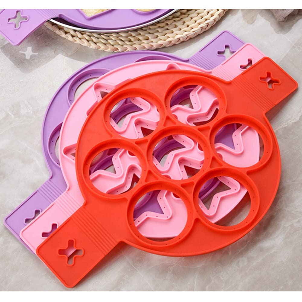 Nonstick Pancake Molds Ring Silicone Fried Egg Mould Reusable Pancake Maker Egg Ring Kitchen Cooking Baking Tools (Round Shape)