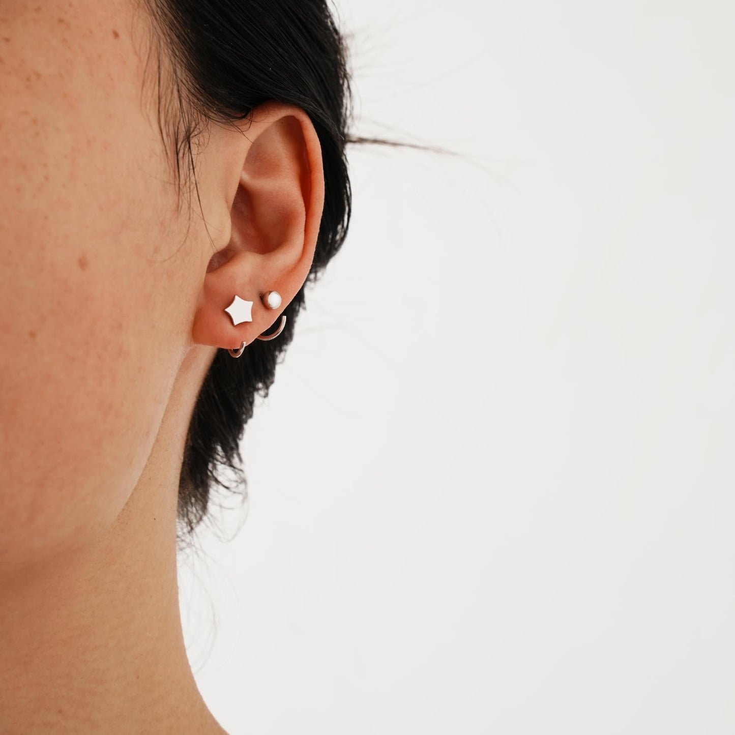 Half Hoop Earrings 925 Sterling Silver Ball Huggie Hoop Earrings Small Huggy earrings for women