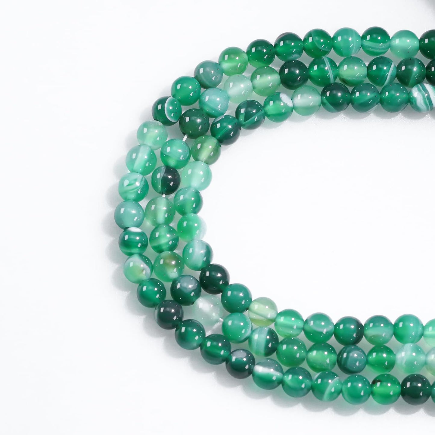 Natural Gemstone Round Loose Beads for Jewelry Making DIY Crystal Energy Healing 1 Strand 15" (Green Stripe Agatre, 4mm (15"/Strand))