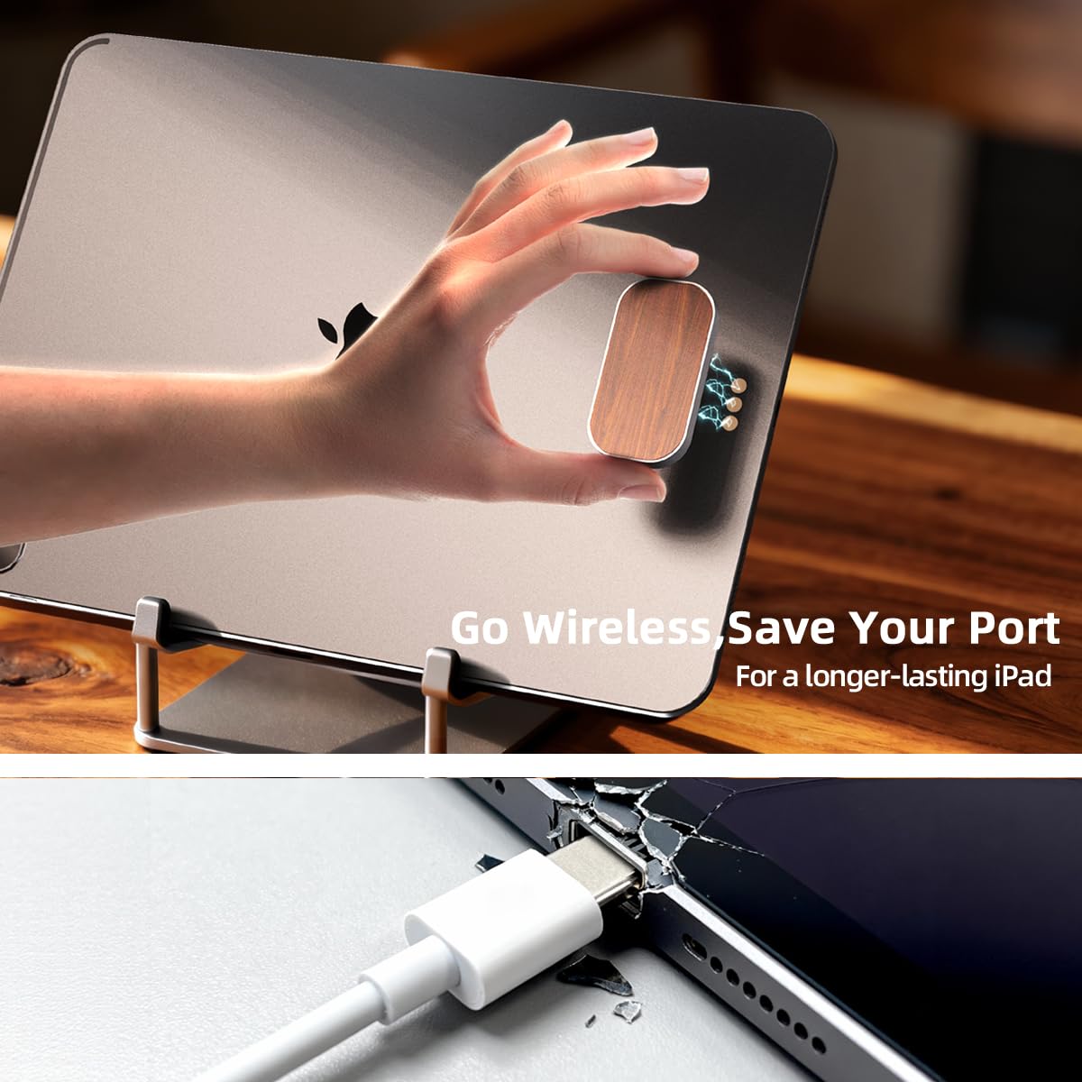 Magnetic Wireless Charger for iPad Pro iPad Pro 11 (2024/2025 M4) ONLY, 18W Fast Charging Smart Connector Charger, Aluminum Alloy Wireless Charging Pad with USB-C Cord Cable