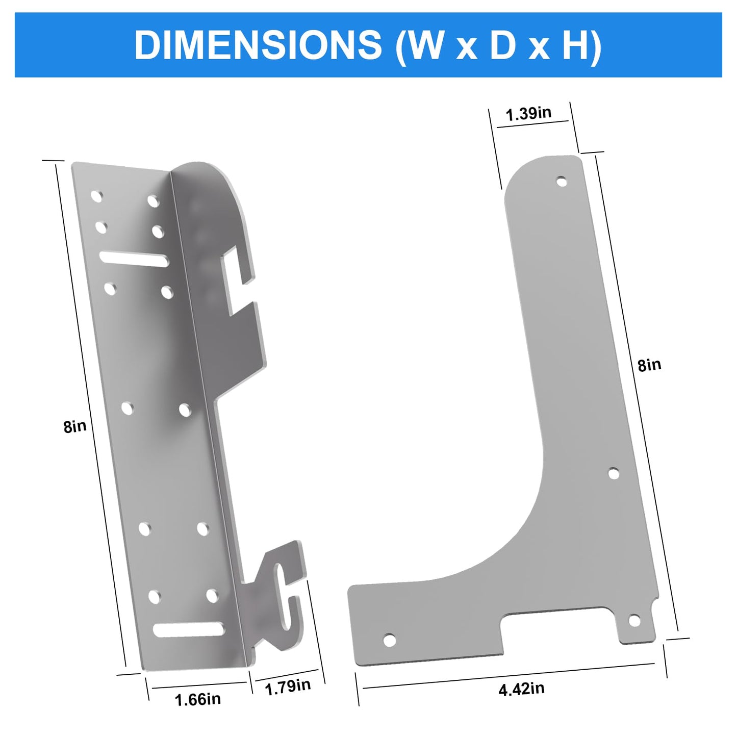 Demimy Cabinet Door Mount Kit for Pull-Out Trash Cans, Organizers & Storage Shelves – 6-Way Adjustable Heavy Duty Brackets Compatible with Rev-A-Shelf 5WB Series, 5WB-DMKIT Trash Can Bracket, Silver