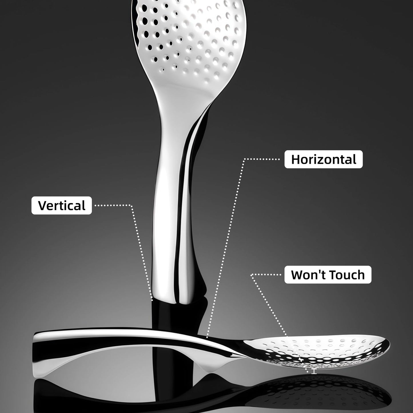 18/8 Stainless Steel Rice Paddle, Non-Stick Rice Spoon, Mirror Finish, Stand-Up Design, Serving Spoon for Kitchen- 7.9-inch Long