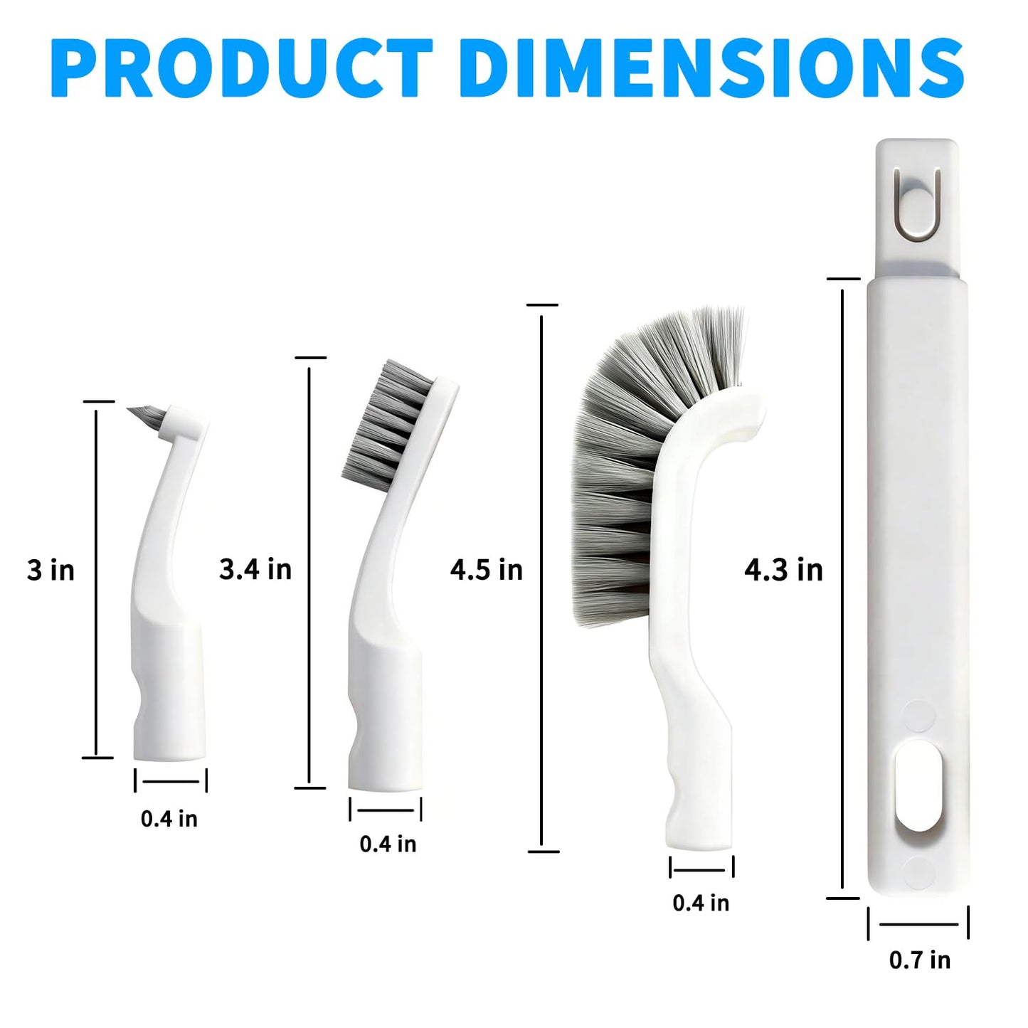 Small Scrub Brush, Hard Bristle Crevice Cleaning Brush Set with 6Pcs Brush Heads & 2Pcs Handles, Multifunctional Grout Scrubber Tools for Kitchen, Bathroom, Sink, Corner, Mug and Blender