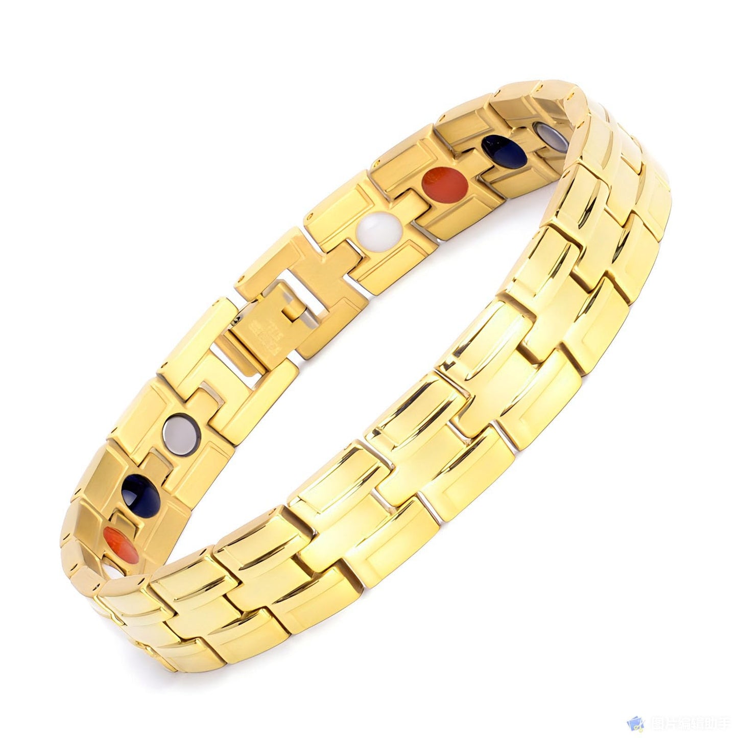 Emmori Stainless Steel Magnetic Therapy Bracelet For Men Women & Adjustable Length with Sizing Tool & Retro Bracelet Jewelry (Gold)