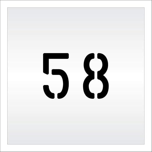 Pavement, Curb, and WheelStop Stencils - 4 inch Double Number Stencil - (58) - 4" x 5.5" x 1/8" (128 mil) - Pro-Grade