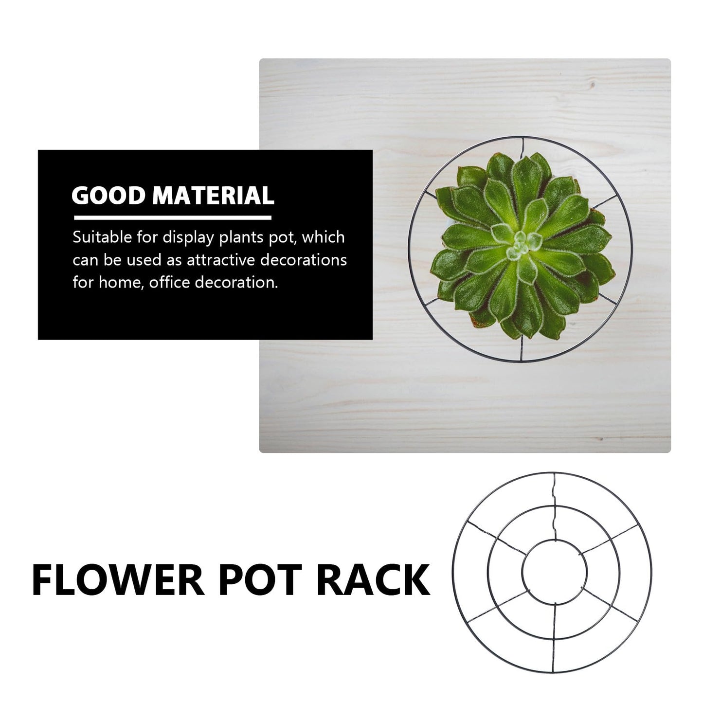 NULYLU 2pcs Black Iron Flowerpot Holder Plant Stand Floor Rack for Indoor Outdoor Use Stable Sturdy Green Plant Shelf with Modern Handmade Design Suitable for Balcony and Living