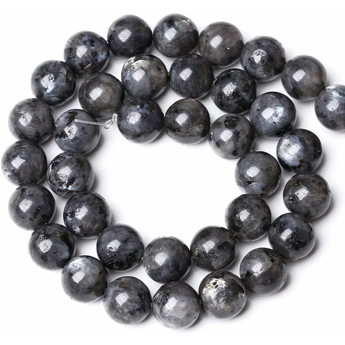 10mm Natural Larvikite Black Labradorite Gemstone Round Loose Beads for Jewelry Making (36-38pcs/strand)