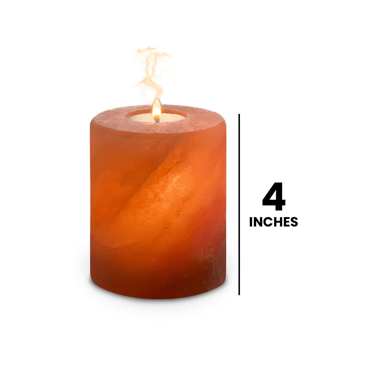 Himalayan Pink Salt Candle Holder 4" — Hand-Carved Crystal Salt Lamp for Spa, Meditation & Air Purifying