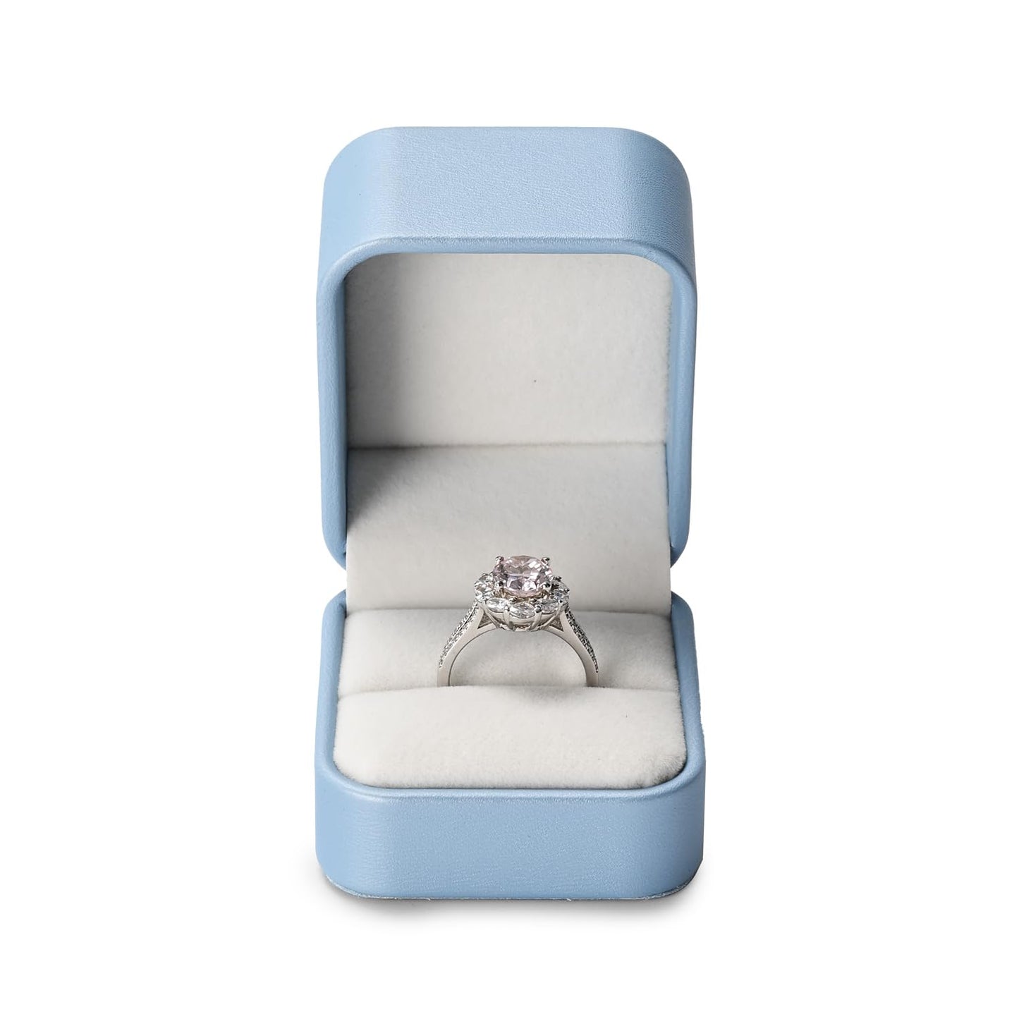 Oirlv Luxury Leather Jewelry Ring Box Engagement Ring Box Wedding Day Keepsake Case(Sky Blue)