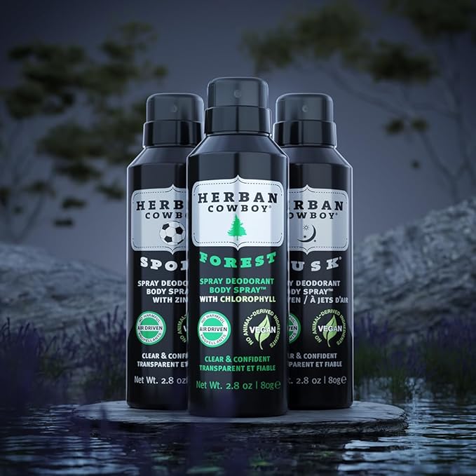 Herban Cowboy Dry Spray Deodorant Sport – 2.8 oz Men’s Dry Spray Deodorant Enhanced with Parsley, Rosemary & Sage No Parabens, No Phthalates & Certified Vegan (1 Pack, Sport)