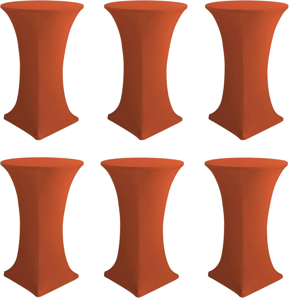 Cocktail Table Covers-Spandex Round High Top Table Cloths 6 Pack 32x43 Inch-Rust Stretch Fitted Bar Tall Tablecloth for Pub Bistro Highboy Party Event Banquet Height Folding Satnding Tables