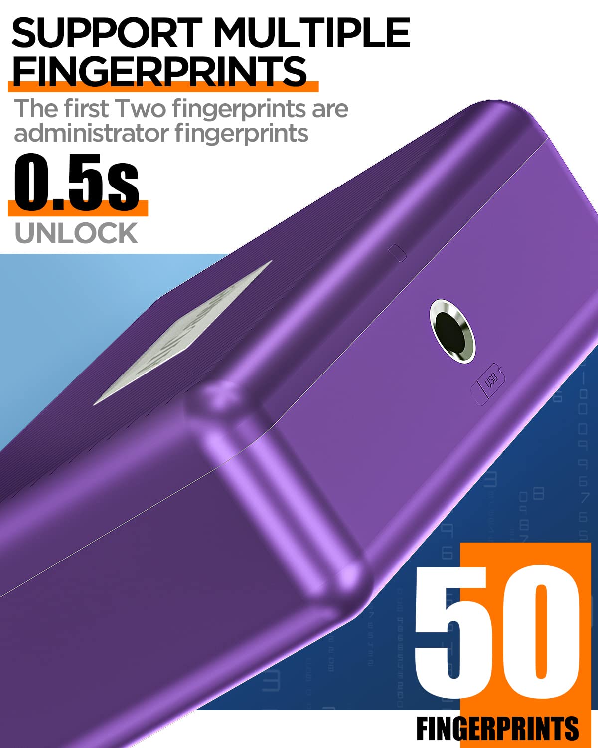 AICase Biometric Fingerprint Storage Box, Portable Cash Jewelry Security Lock Box Safe, Combination Lock for Car, Home, Office Travel