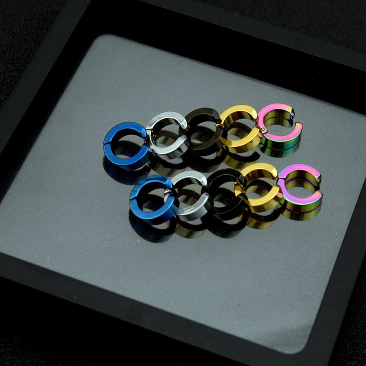 10 Pieces Non-Piercing Earrings Ear Clip Fake Ear Hoops for Men and Women Stainless Steel 5 Pairs