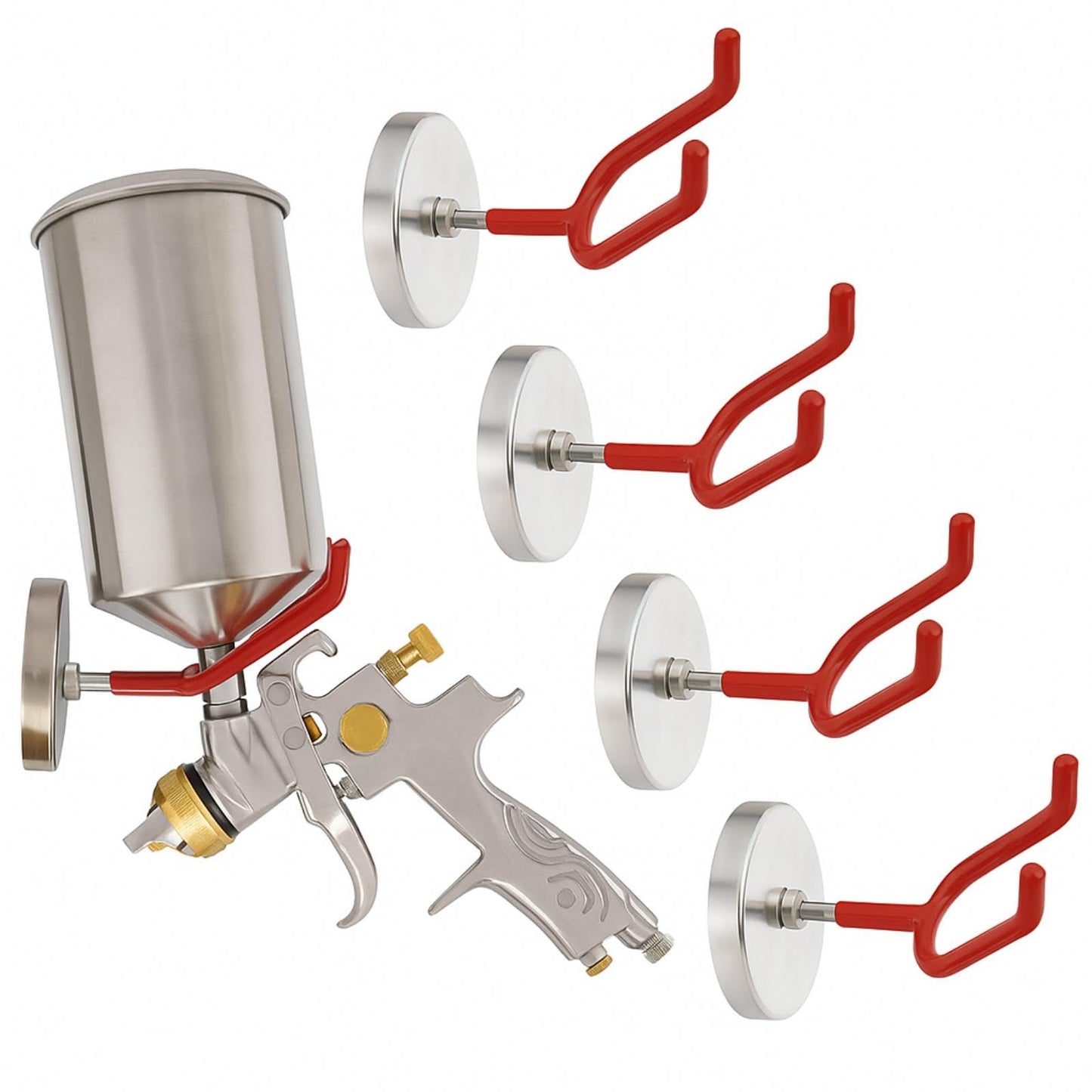 LEIFIDE 4 Pcs Magnetic Paint Gun Holder Stand Compatible with Most Paint Spray Guns Ideal for Spray Booths, Workstations, Body Shop Wall