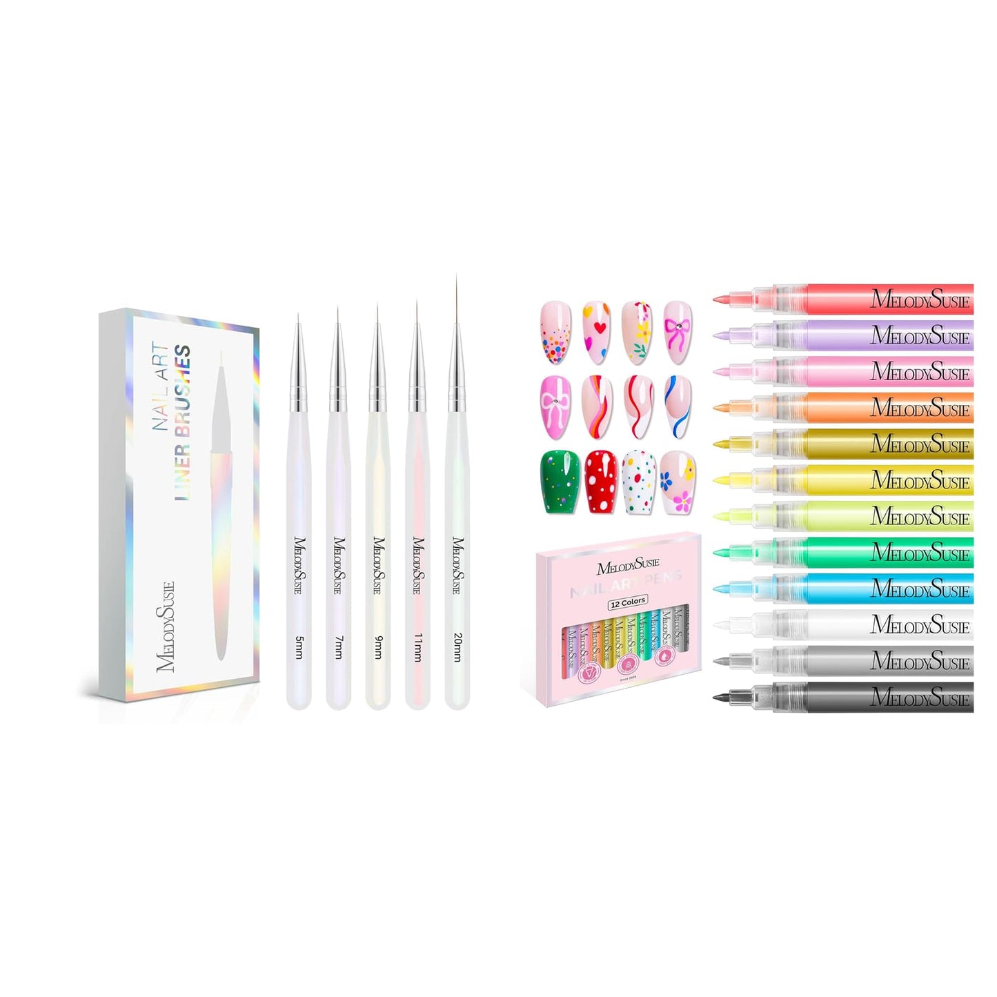 MelodySusie 5Pcs Nail Art Liner Brushes MelodySusie Nail Art Pens Set