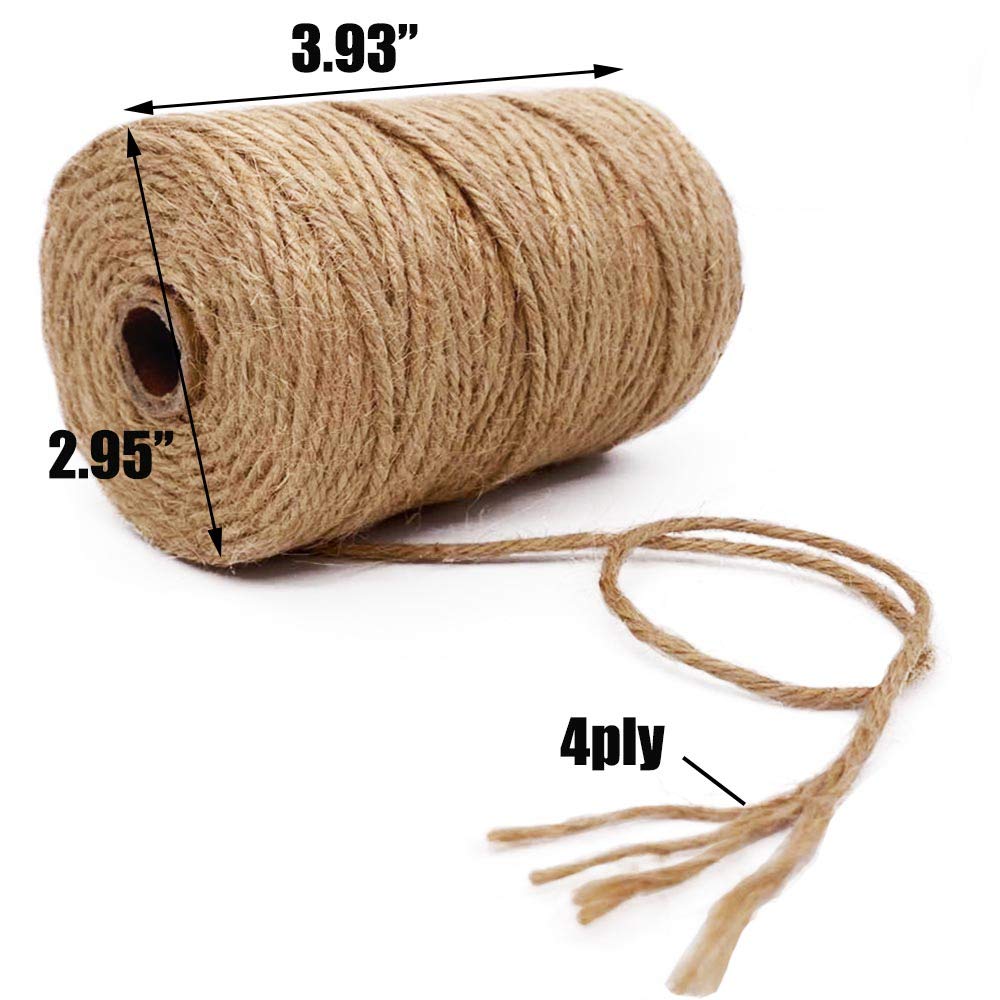 Twine String for Crafts,2.5mm Jute String and Black and White Cotton Twine for Arts Crafts,328 Feet Per Roll