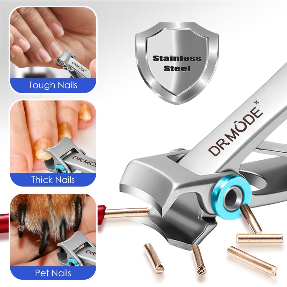 DRMODE Nail Clippers for Men Thick Nails - Large Toe Nail Clippers for Thick Nails for Senior with Wide Jaw Opening, Sharp Finger Nail Clippers Adult Cutter for Tough Nail