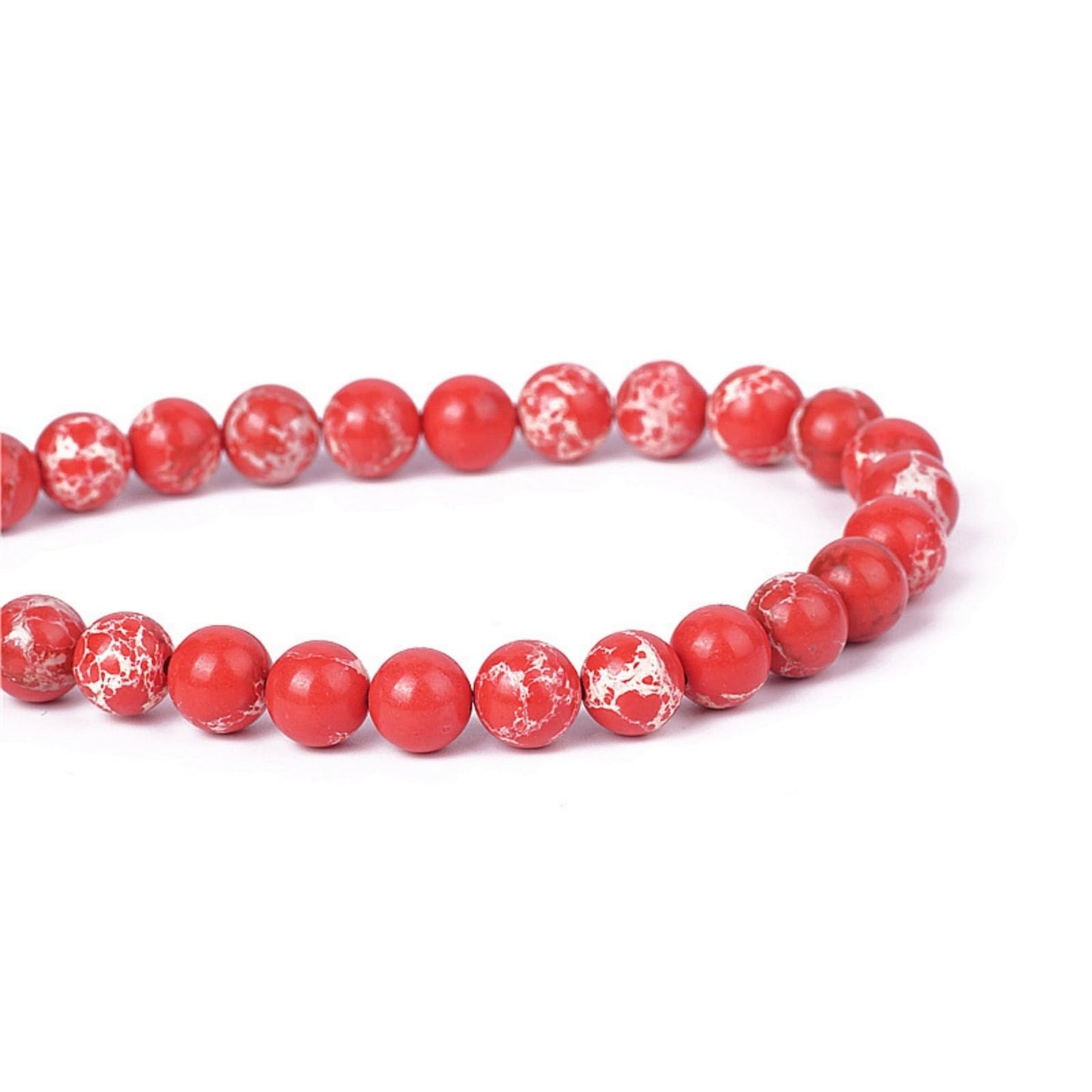 100Pcs Natural Stone 6mm Red Imperial Jasper Round Loose Gemstone Energy Healing Beads Hole Size 1mm DIY Smooth Beads for Bracelet Necklace Earrings Jewelry Making