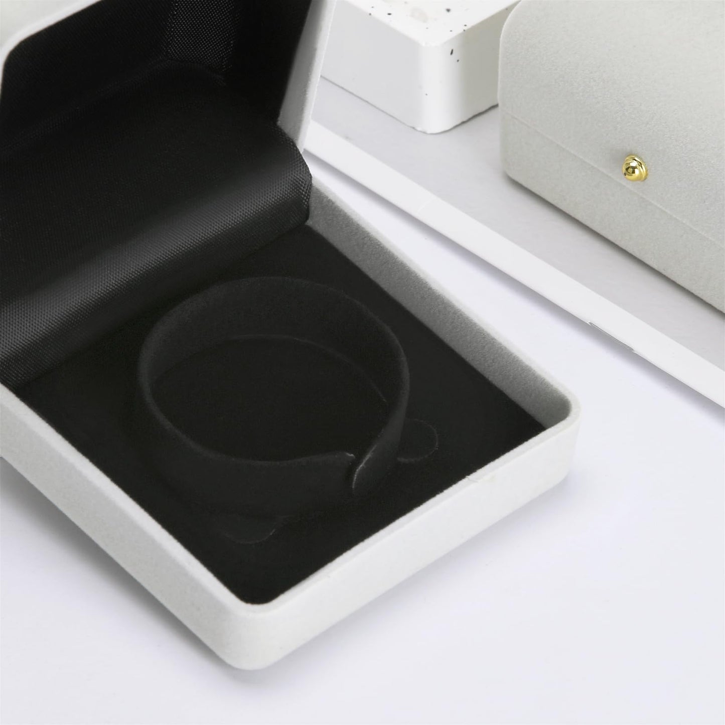 KUKUVR 2 Piece Velvet Bracelet Box, Bangle Jewelry Gift Box for Women, Elegant Bracelet Gift Boxes for Memorable Moments (Grey)