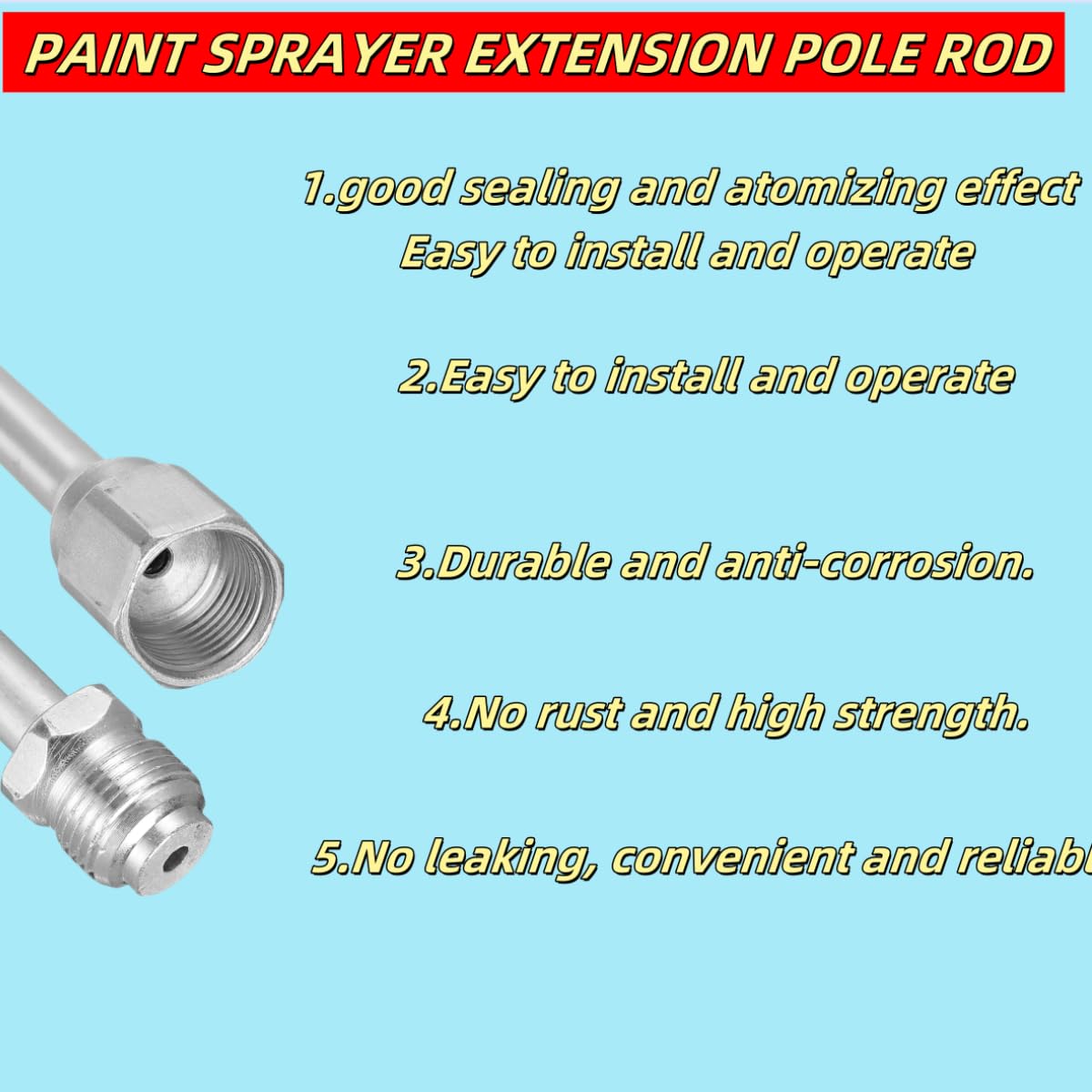 3 Packs Airless Paint Sprayer Extension Wands (8/12/15 inch) with Red Guard | Universal Fit for Graco, Wagner & Titan Sprayers | Durable Multi-Size Painting Pole Kit
