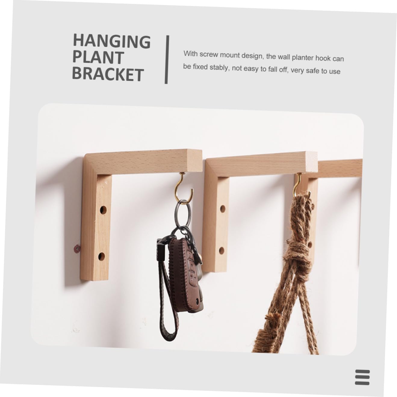 Luxshiny 2pcs Wooden Wall Plant Hooks for Hanging Flower Pot Brackets and Bird Feeder Hangers, Outdoor Garden Hanging Bracket for Wind Chimes and Lanterns