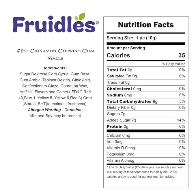 Fruidles Hot Cinnamon Chewing Gum Balls Flavored Candy Buffet Treats, Machine Size Refills, Kosher Certified Parve, 1" Inch (1 Pound)