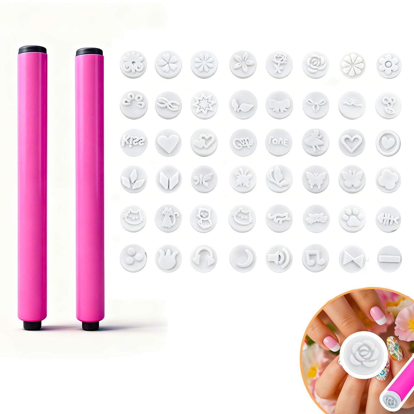 48 Pcs Nail Stamp Pen Set, Nail Art Pens, Quick Nail Art Tools with Different Patterns, Flower Butterfly Rose DIY Nail Stamping Pen Kit, Nail Design Tools for Women
