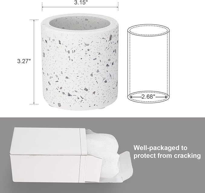 Diatomite Toothbrush Holder, BOJDOPIE Water Absorption Quick Drying Bathroom Countertop Organizer, Stand Cup for Toothpaste Makeup Brushes Razors (White)