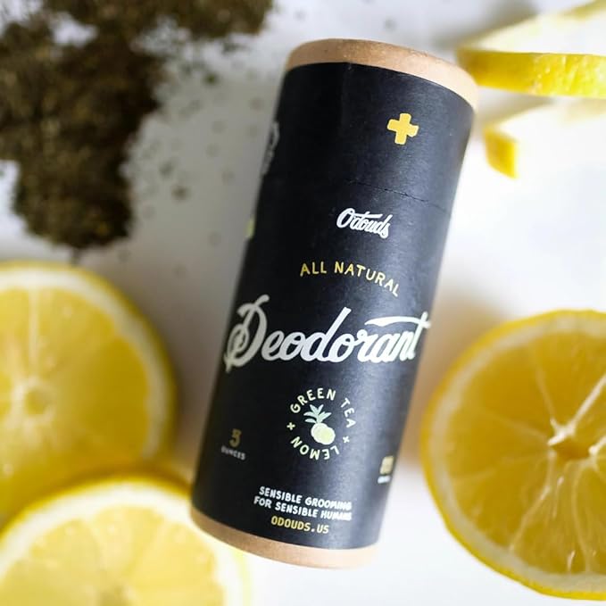 O'Douds Natural Deodorant - Aluminum Free, Paraben Free, Vegan Deodorant for Men & Women - Long-Lasting Protection & Gentle Formula for All Skin Types - Green Tea & Lemon, 3 oz.