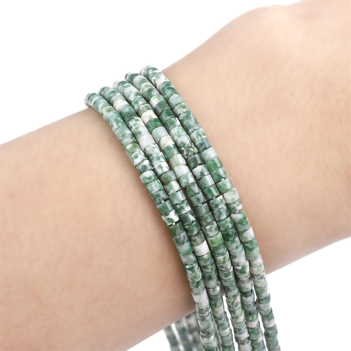 BEADIA Natural African Jade Spacer Beads Caps Flat Round Loose Beads for Beading Jewelry Making 3mmx2mm 38cm