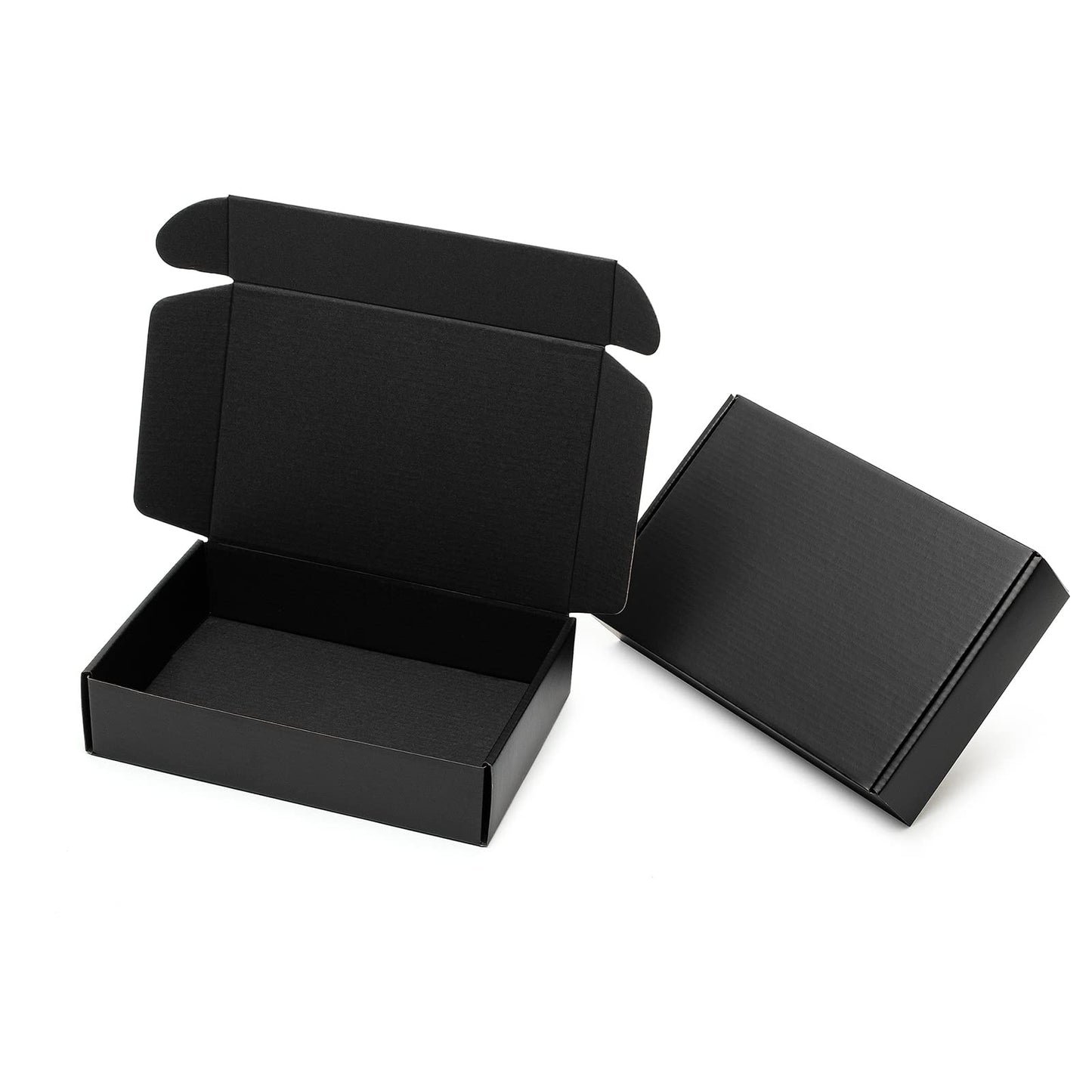 Mcfleet 9x6x2" Black Shipping Boxes - 24 Pack Corrugated Cardboard Mailing Box Packaging for Small Business - Tab Locking Literature Mailer Flat Empty Gift Packing Supplies