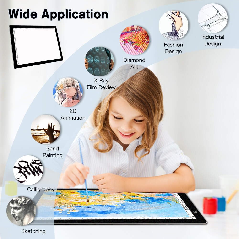 HUAYEYC 16 Pcs Diamond Painting A3s LED Light Pad Kit, Adjustable Brightness Light Box, 5D DIY Diamond Painting Accessories Tool Kit Full Drill, Includes Storage Case, Pens, Stand More