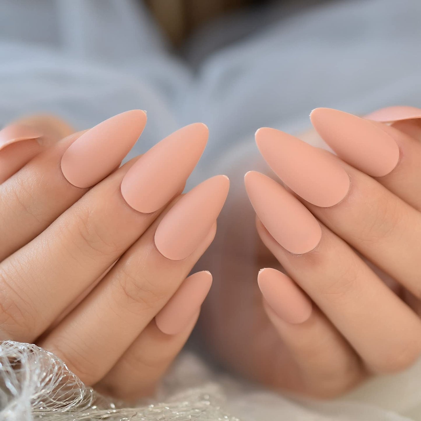 EchiQ 14 Packs Press on Nails Medium Almond Shape Stiletto Artificial False Nails With Design Faux Ongles Matte 336pcs