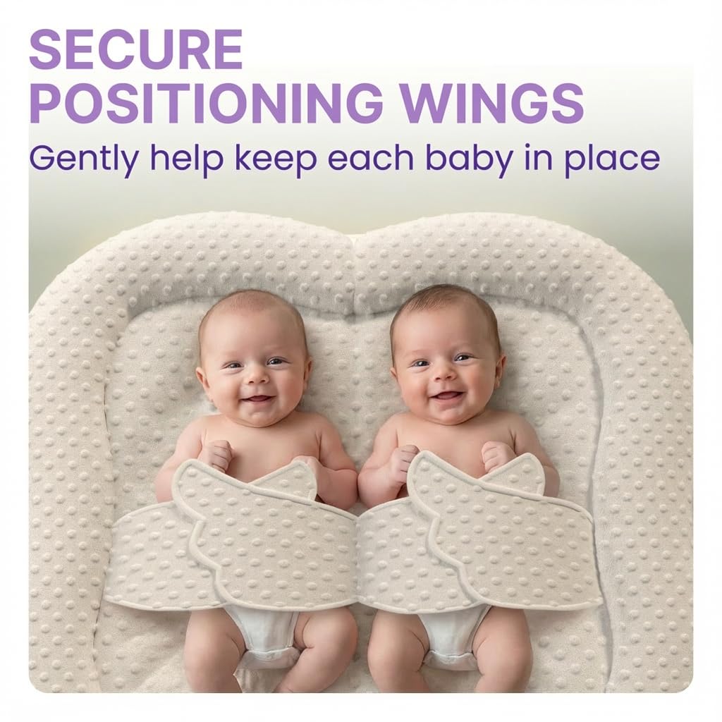 WENDIWAY Twins Baby Play Mats for Floor Activity Gym - 5-in-1 Support Cushion Baby Play Mat Tummy Time Mat for Supervised Bonding with Arch, Plush Toys, Flashcards & Developmental Book - Grey