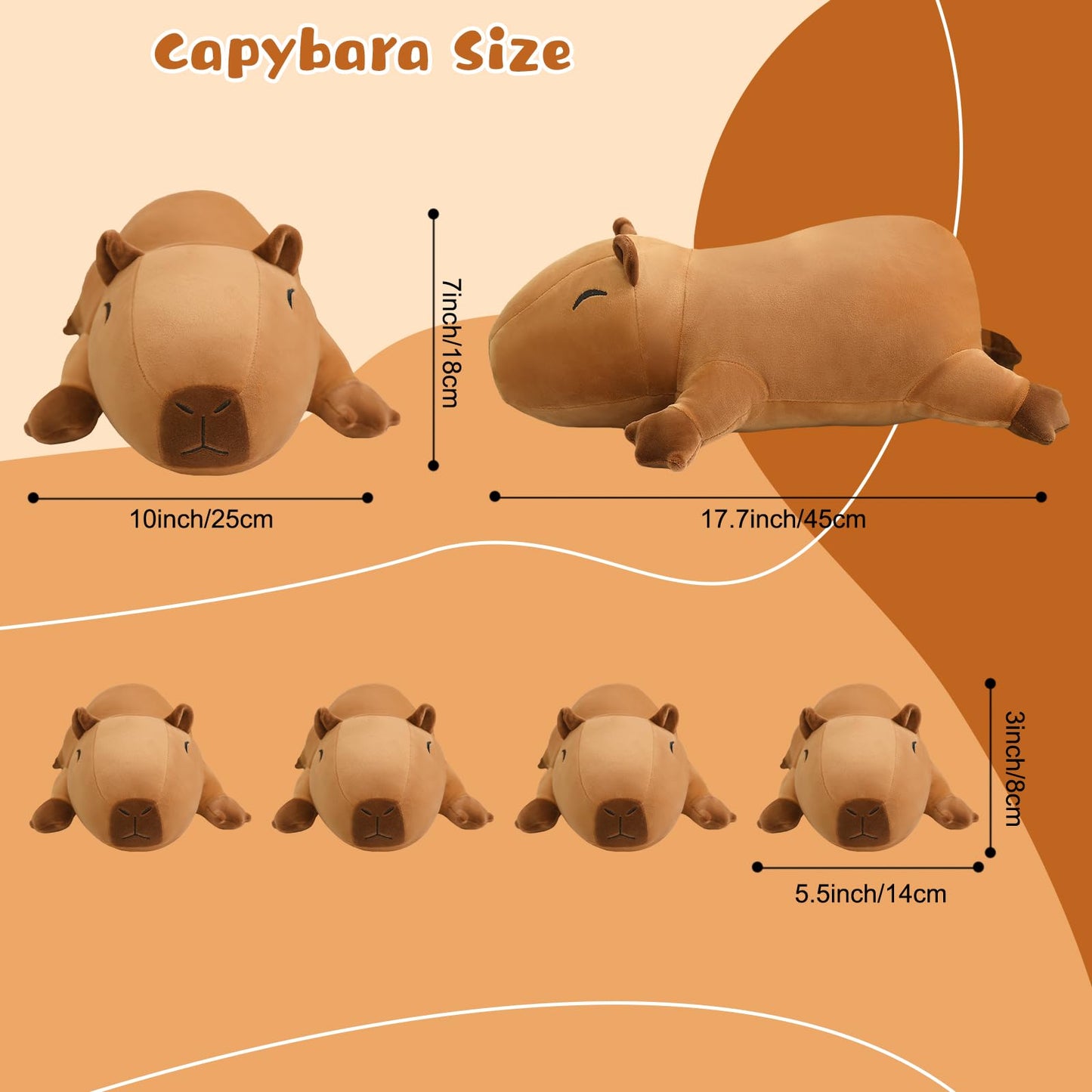TOYSYM Capybara Plush Cute Capybara Stuffed Animal Pillow with 4 Baby Plushies in Her Tummy, Soft Cotton Stuffed Animals Toy Gifts for Kids