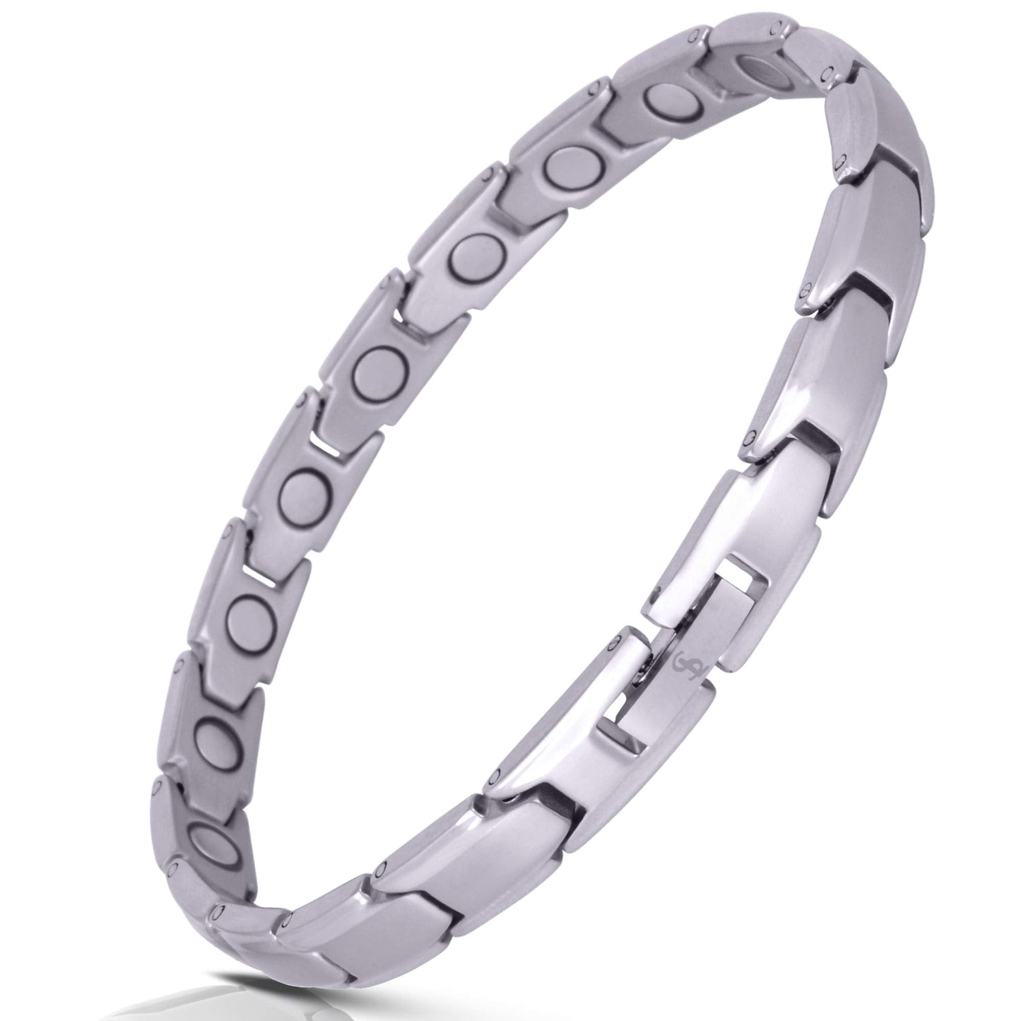 Smarter LifeStyle Elegant Titanium Magnetic Bracelet for Women - Adjustable Bracelet Length with Sizing Tool for Perfect Fit, Womens Magnetic Bracelet (Silver)
