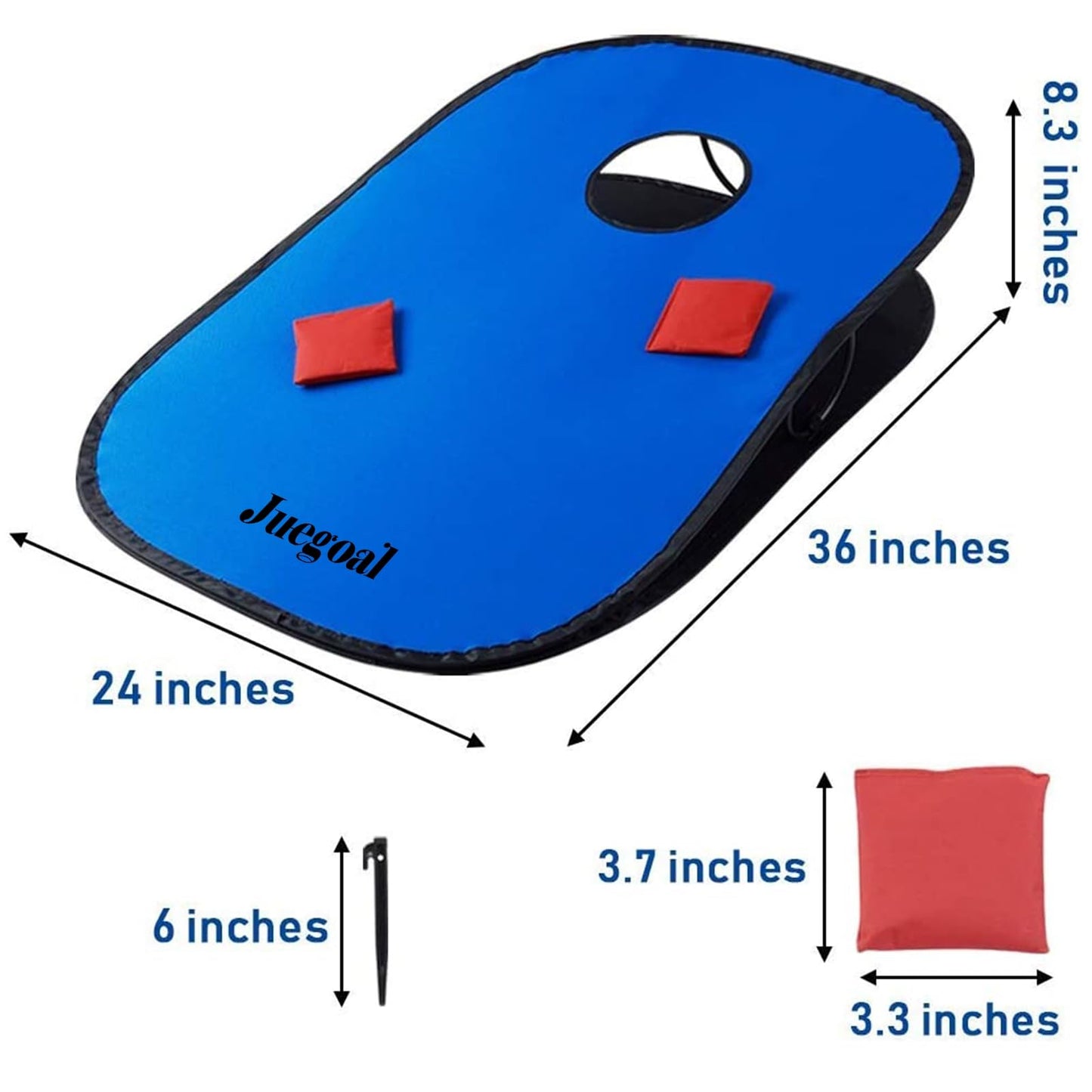 Juegoal 3x2ft Collapsible Portable Cornhole Game Set with 2 Cornhole Boards, 10 Bean Bags, Carrying Bag, and Tic Tac Toe Game Indoor Outdoor Yard Toss Game