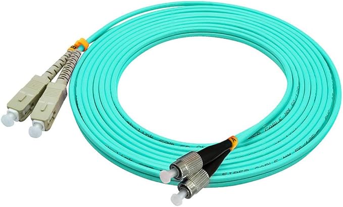Jeirdus 20Meters 65ft SC to FC Duplex 50/125 10G OM3 Multi-Mode Fiber Optic Cable Jumper Optical Patch Cord SC-FC