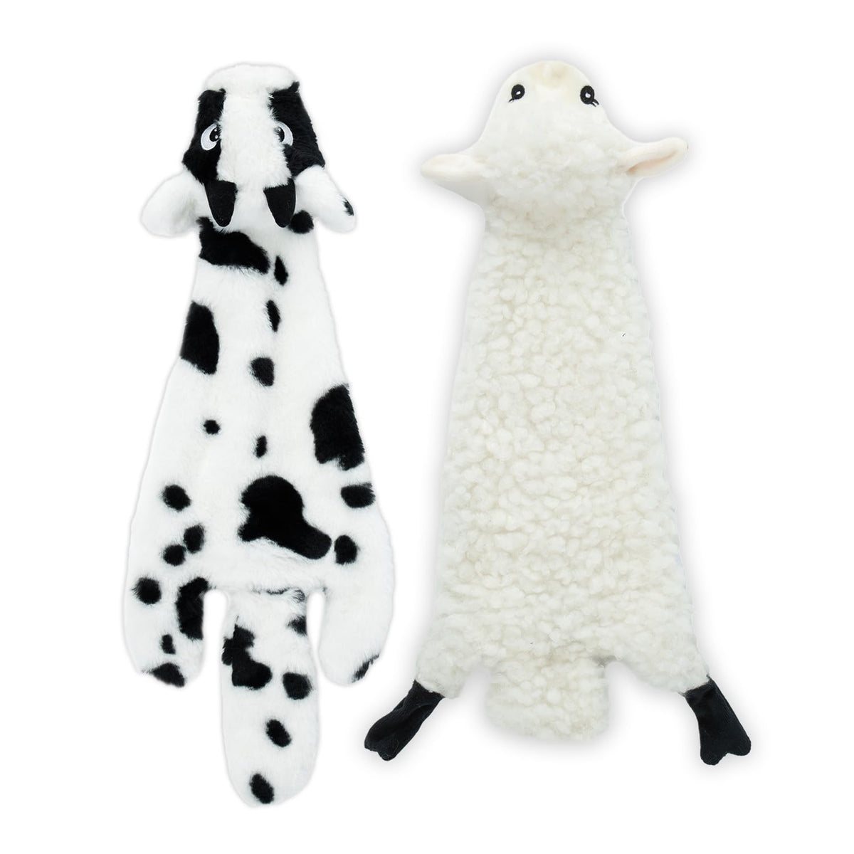 Best Pet Supplies 2-in-1 Stuffless Squeaky Dog Toy - Cow, Large